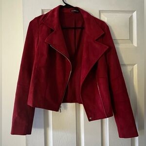 Red suede cropped jacket